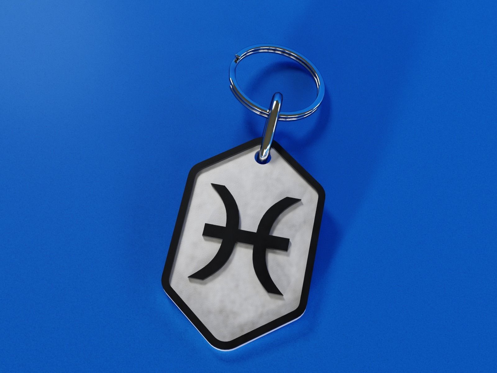 Pisces pendant key ring 3D print model_2
