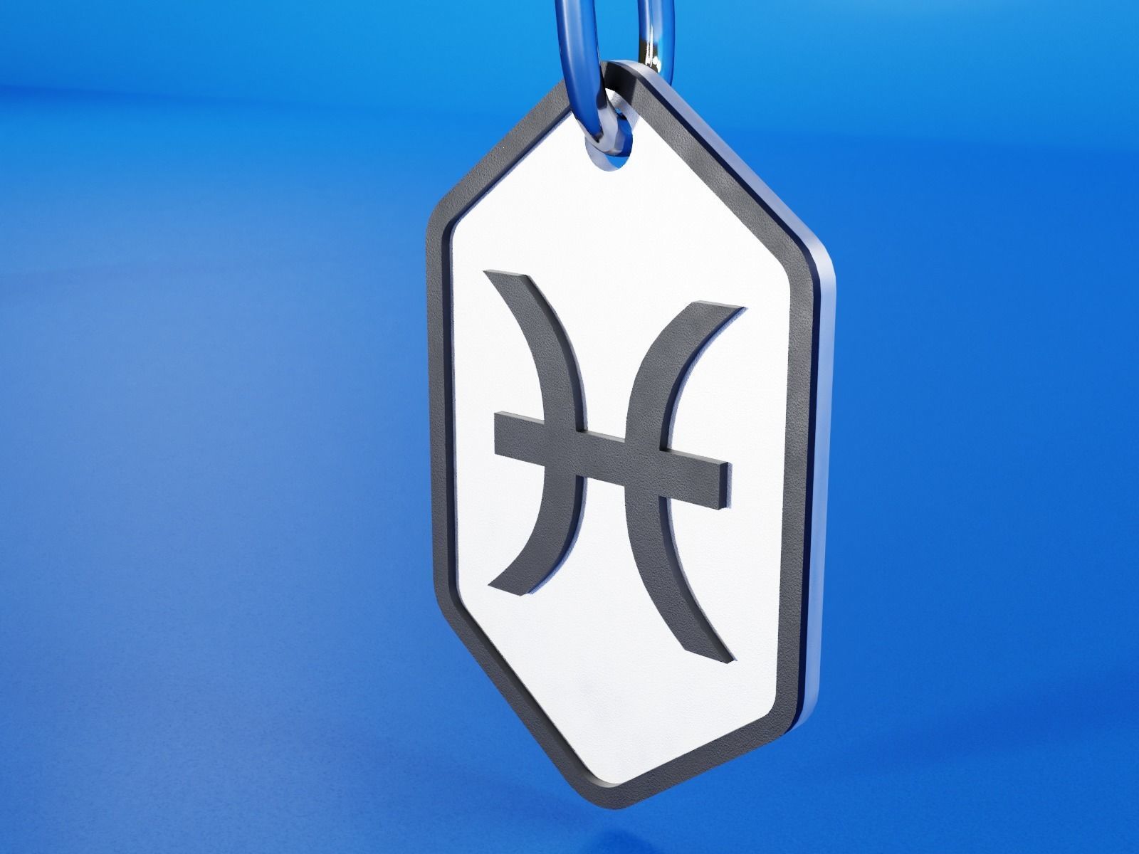 Pisces pendant key ring 3D print model_7