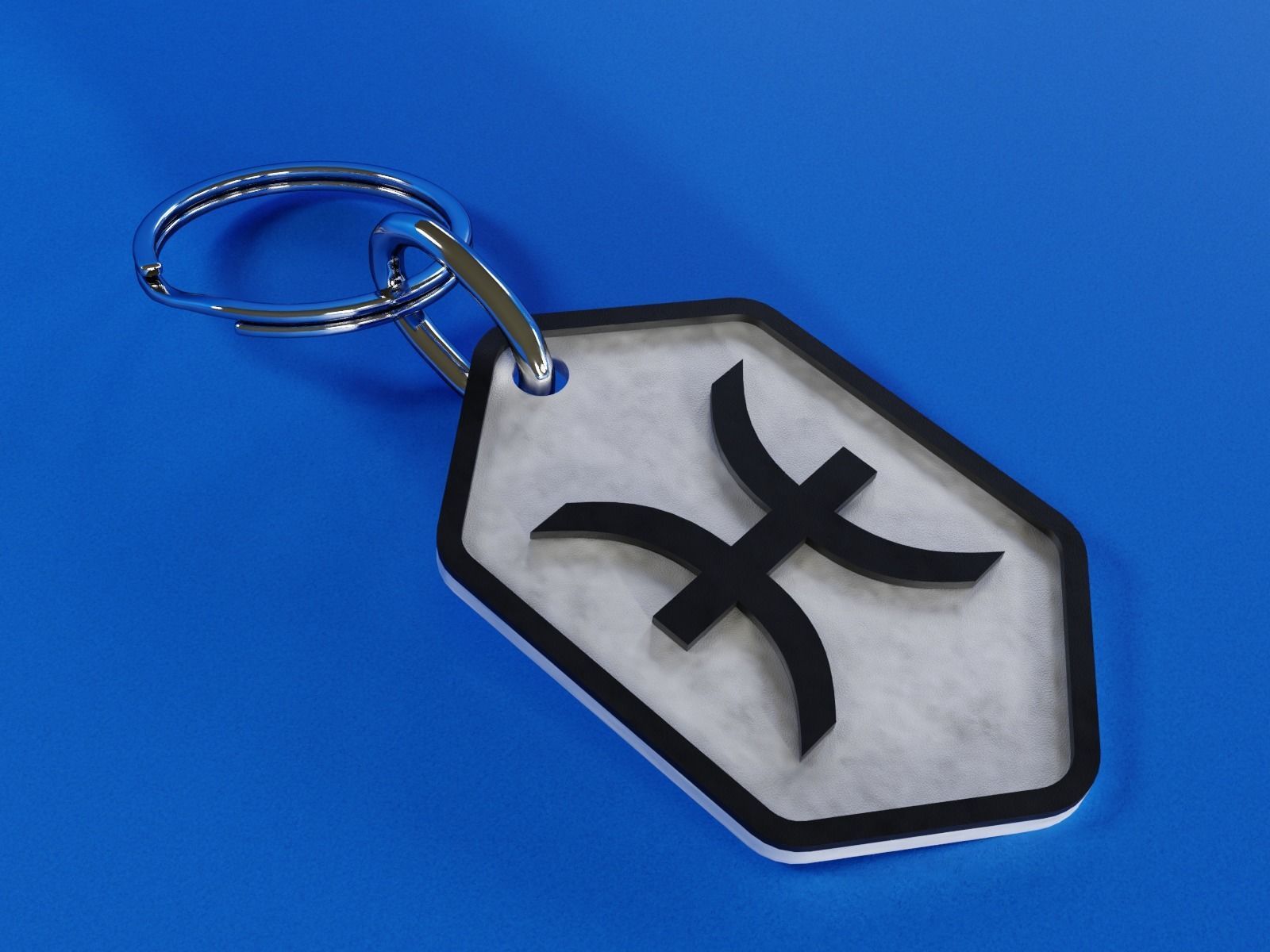 Pisces pendant key ring 3D print model_3