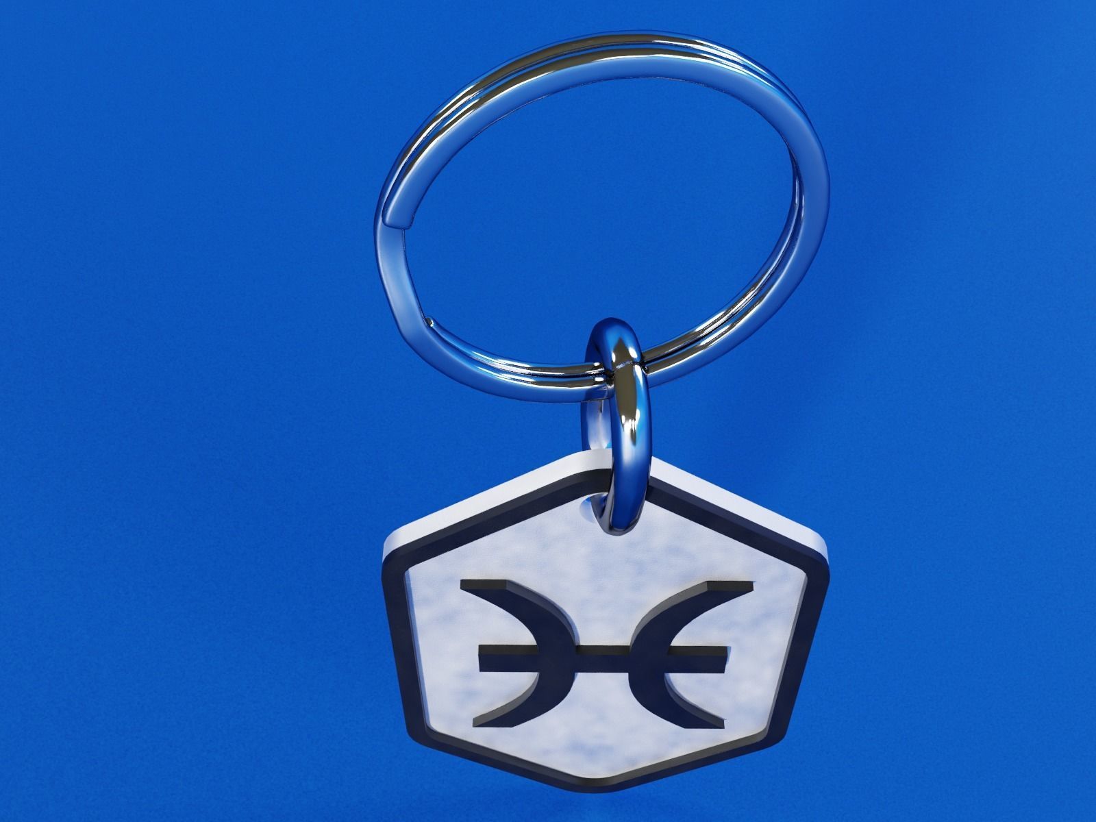 Pisces pendant key ring 3D print model_6