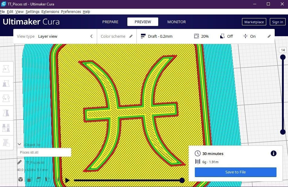 Pisces pendant key ring 3D print model_12