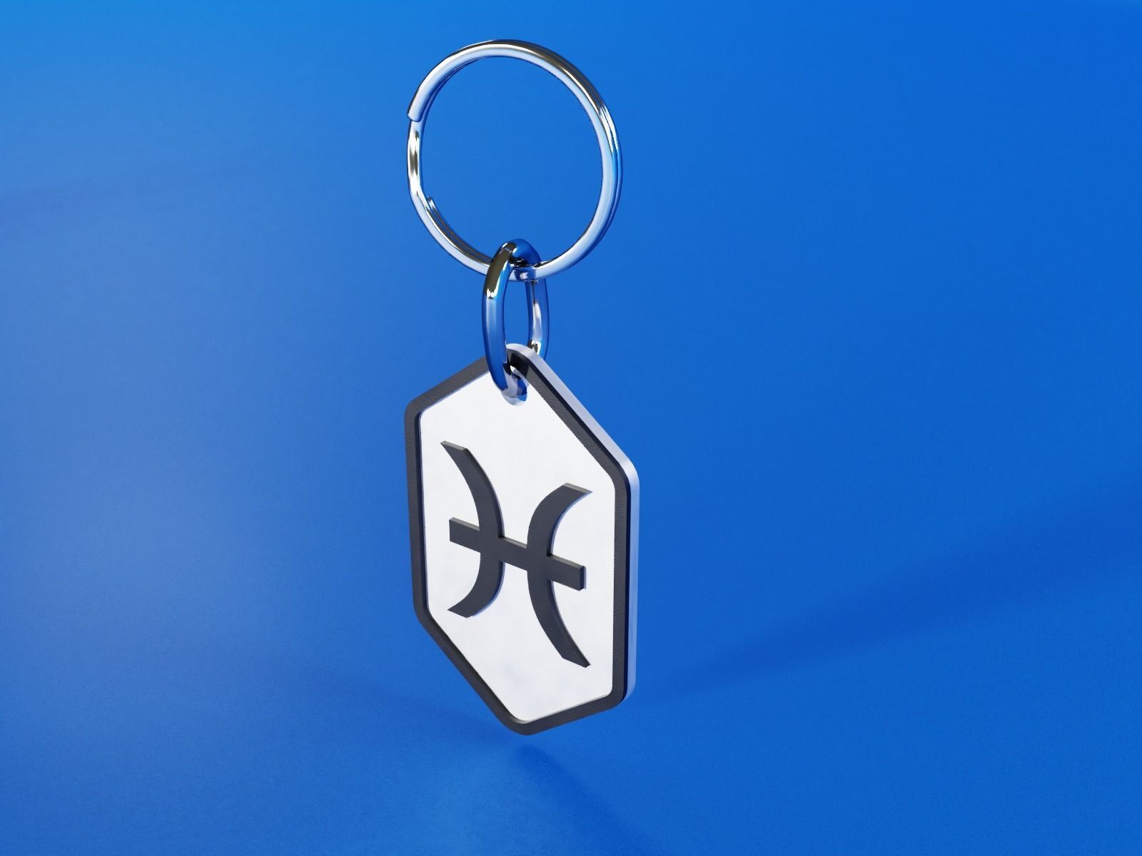 Pisces pendant key ring 3D print model_10