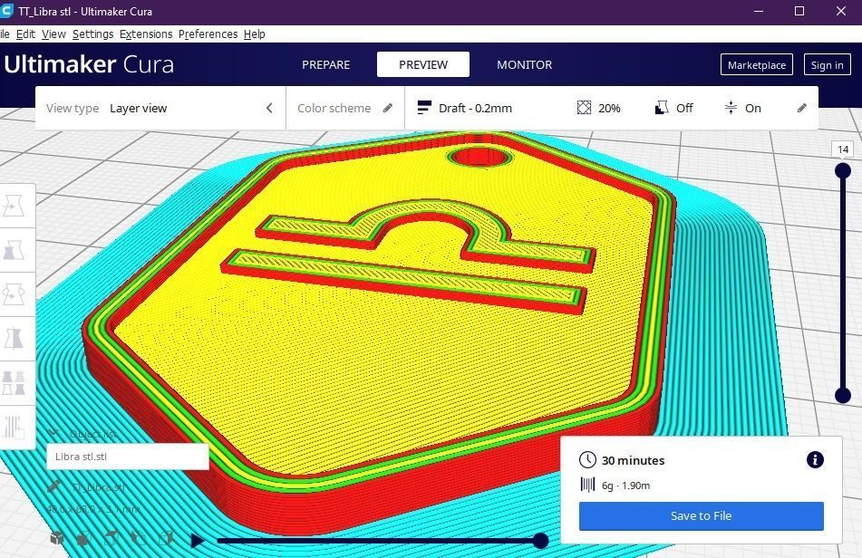 Libra pendant key ring 3D print model_12