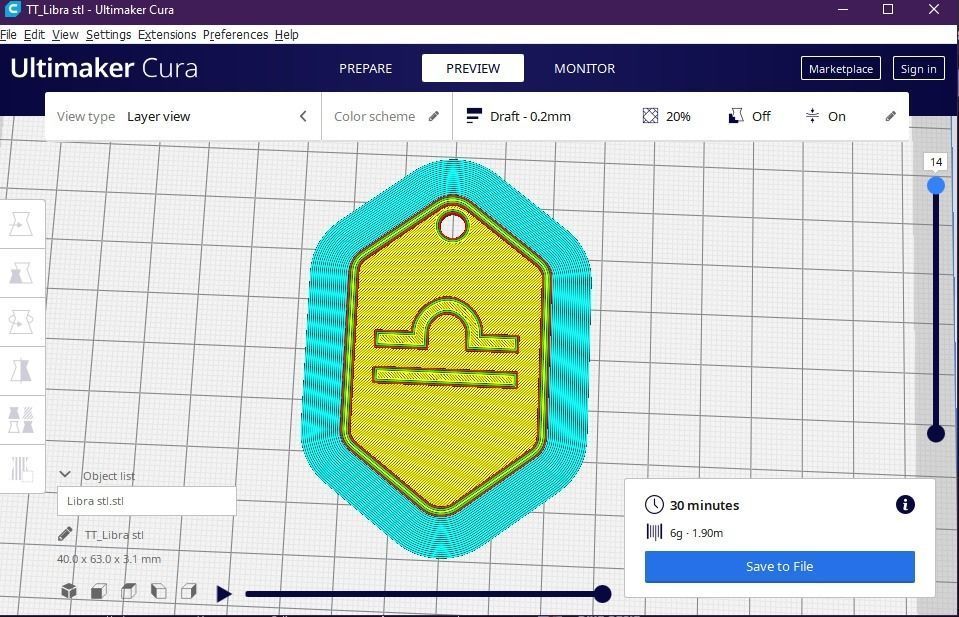 Libra pendant key ring 3D print model_1