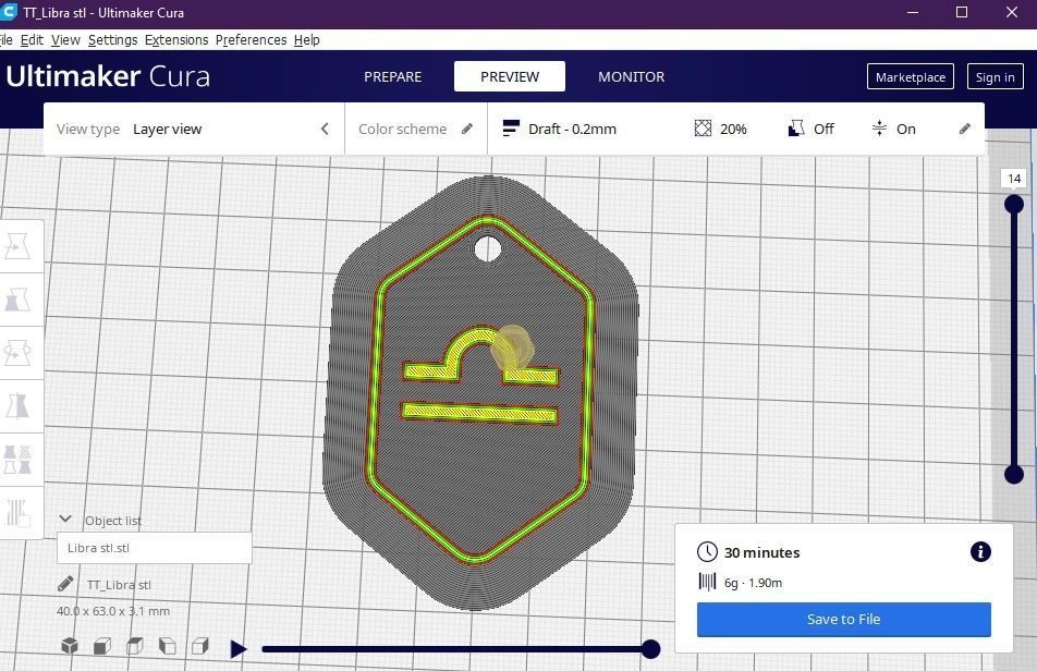 Libra pendant key ring 3D print model_11