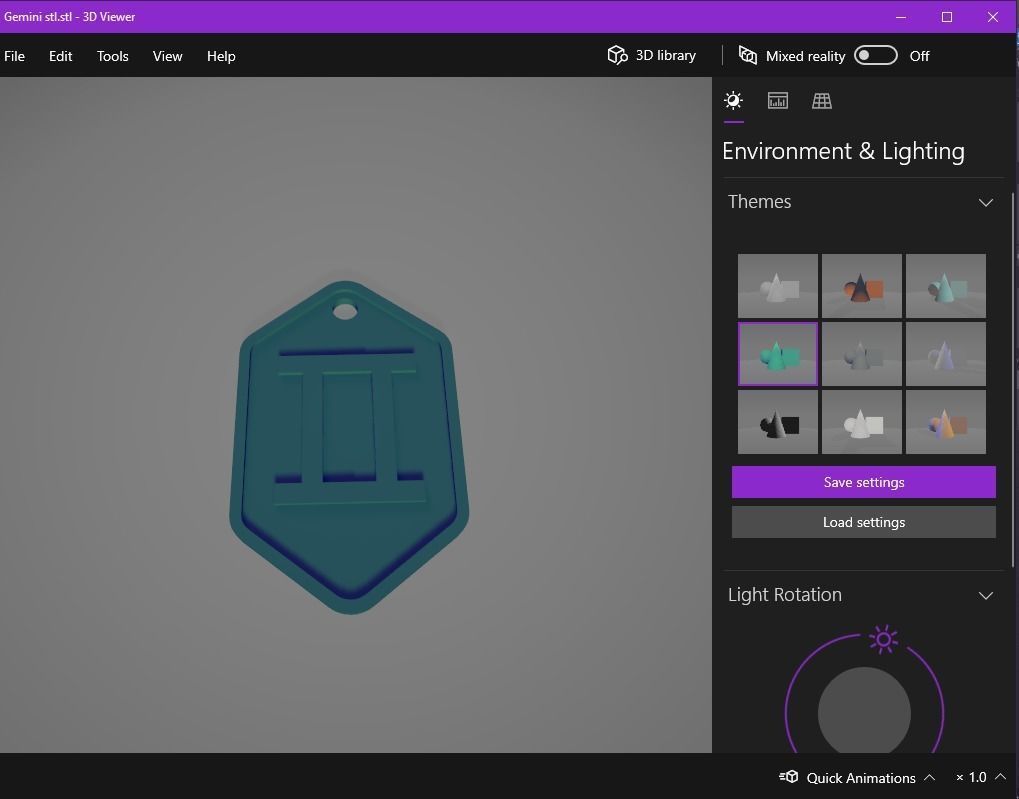 Gemini pendant key ring 3D print model_11