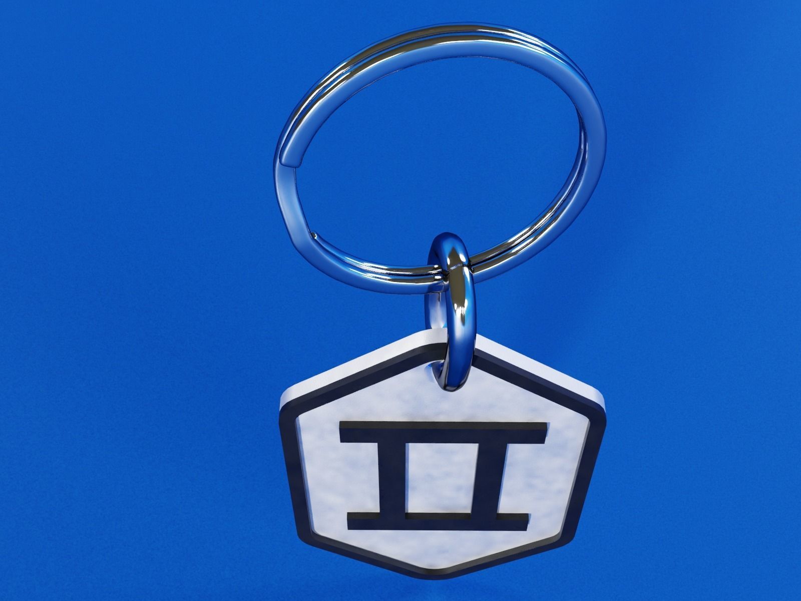 Gemini pendant key ring 3D print model_6