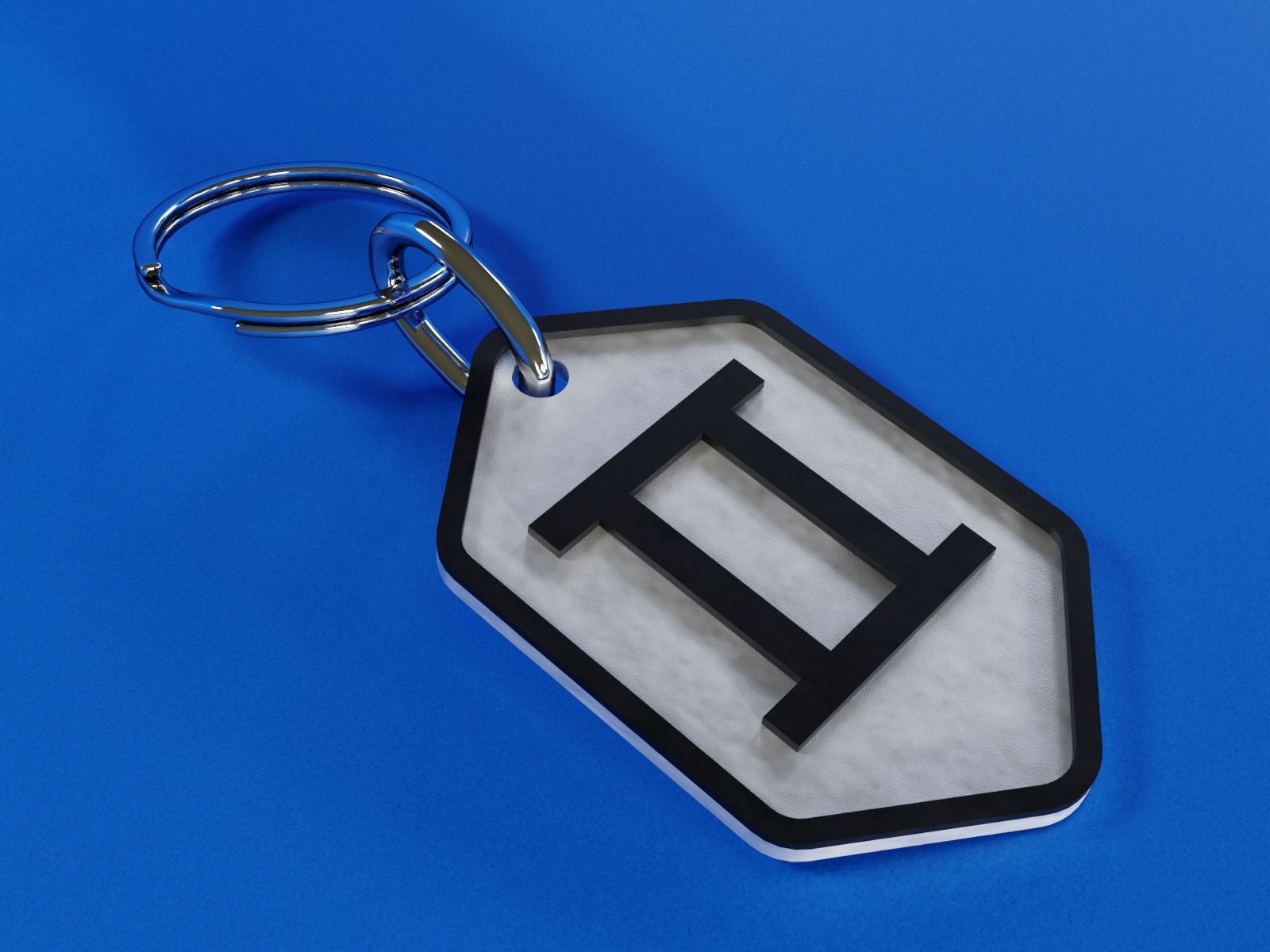 Gemini pendant key ring 3D print model_3