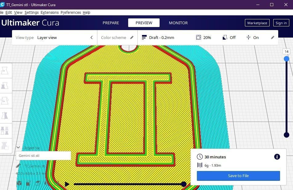 Gemini pendant key ring 3D print model_15