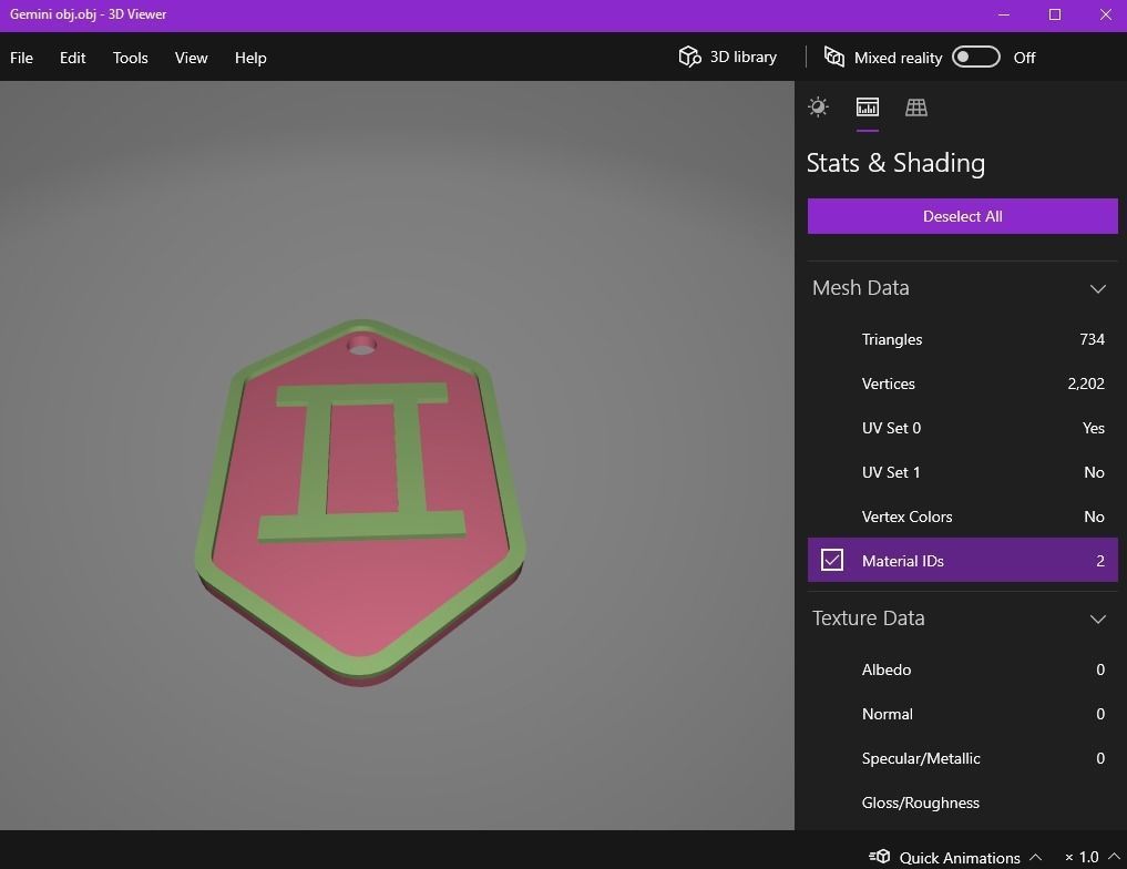 Gemini pendant key ring 3D print model_20