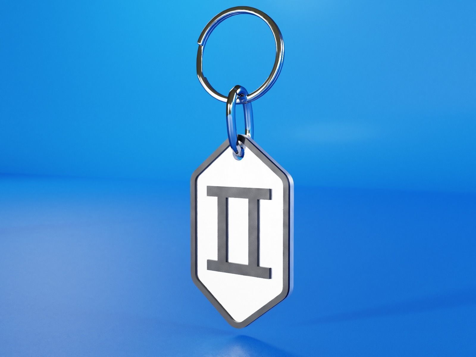Gemini pendant key ring 3D print model_5