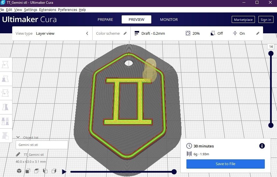 Gemini pendant key ring 3D print model_14