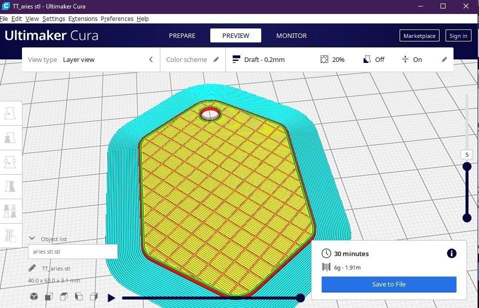 Aries pendant key ring 3D print model_11