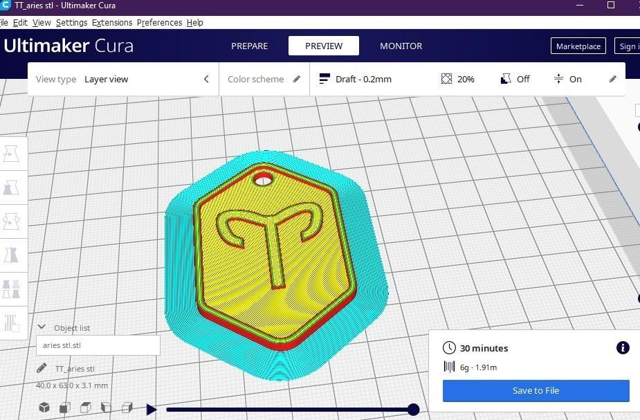 Aries pendant key ring 3D print model_1