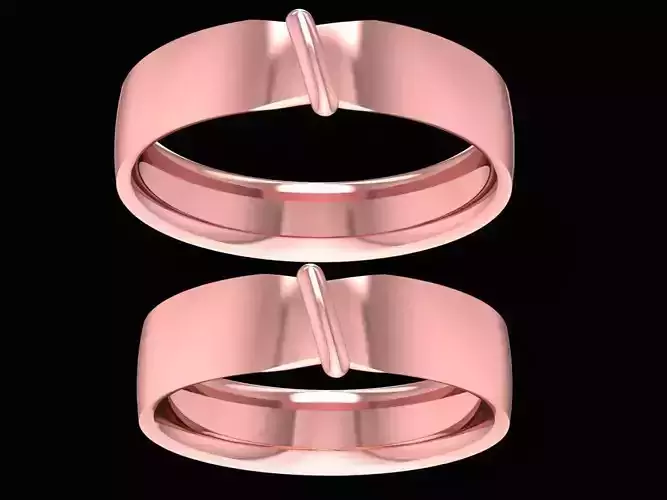 Classic Plain Wedding Bands for Couples 3D Model 2510