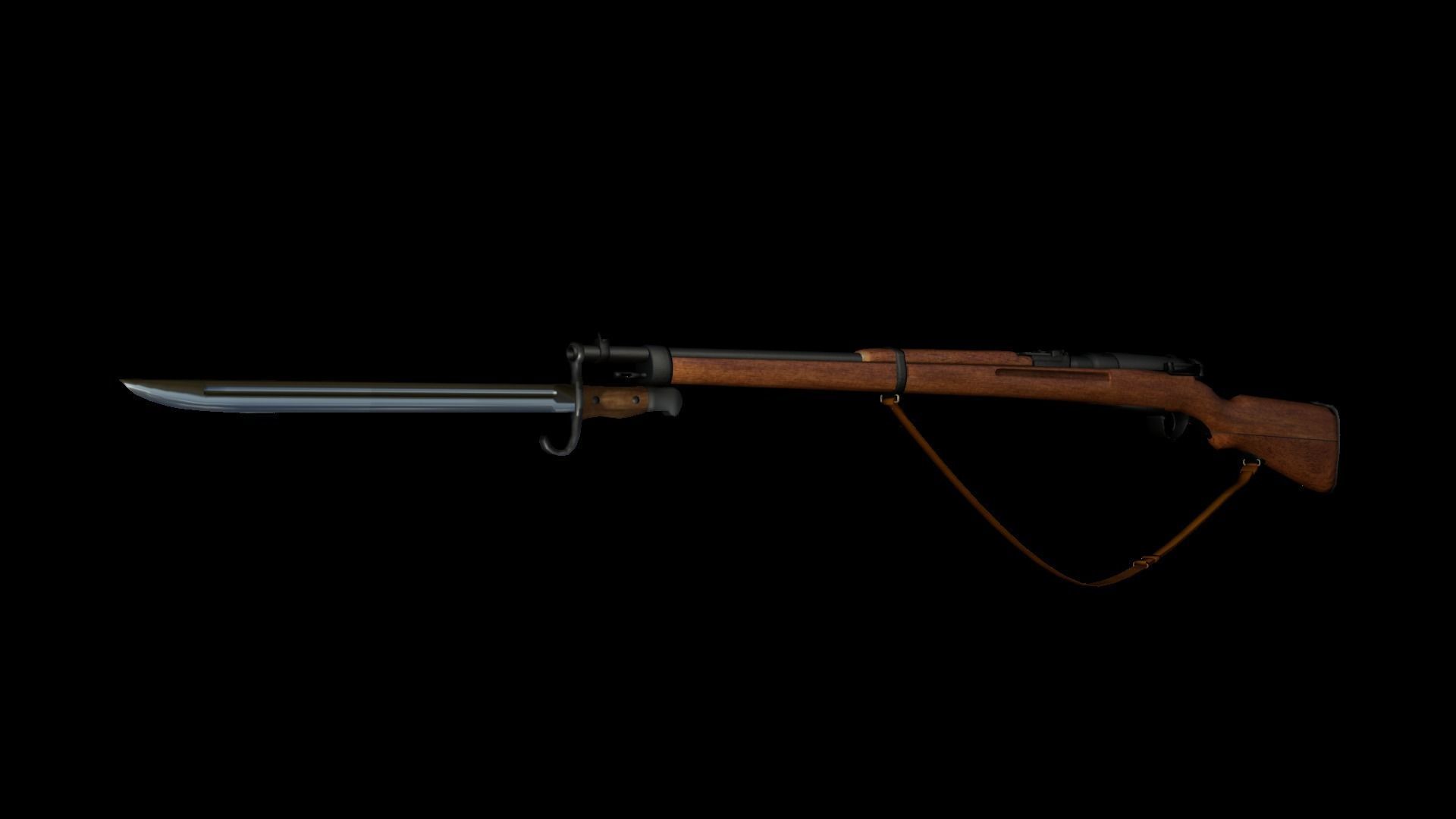 Japanese type38 rifle Low-poly 3D model_6