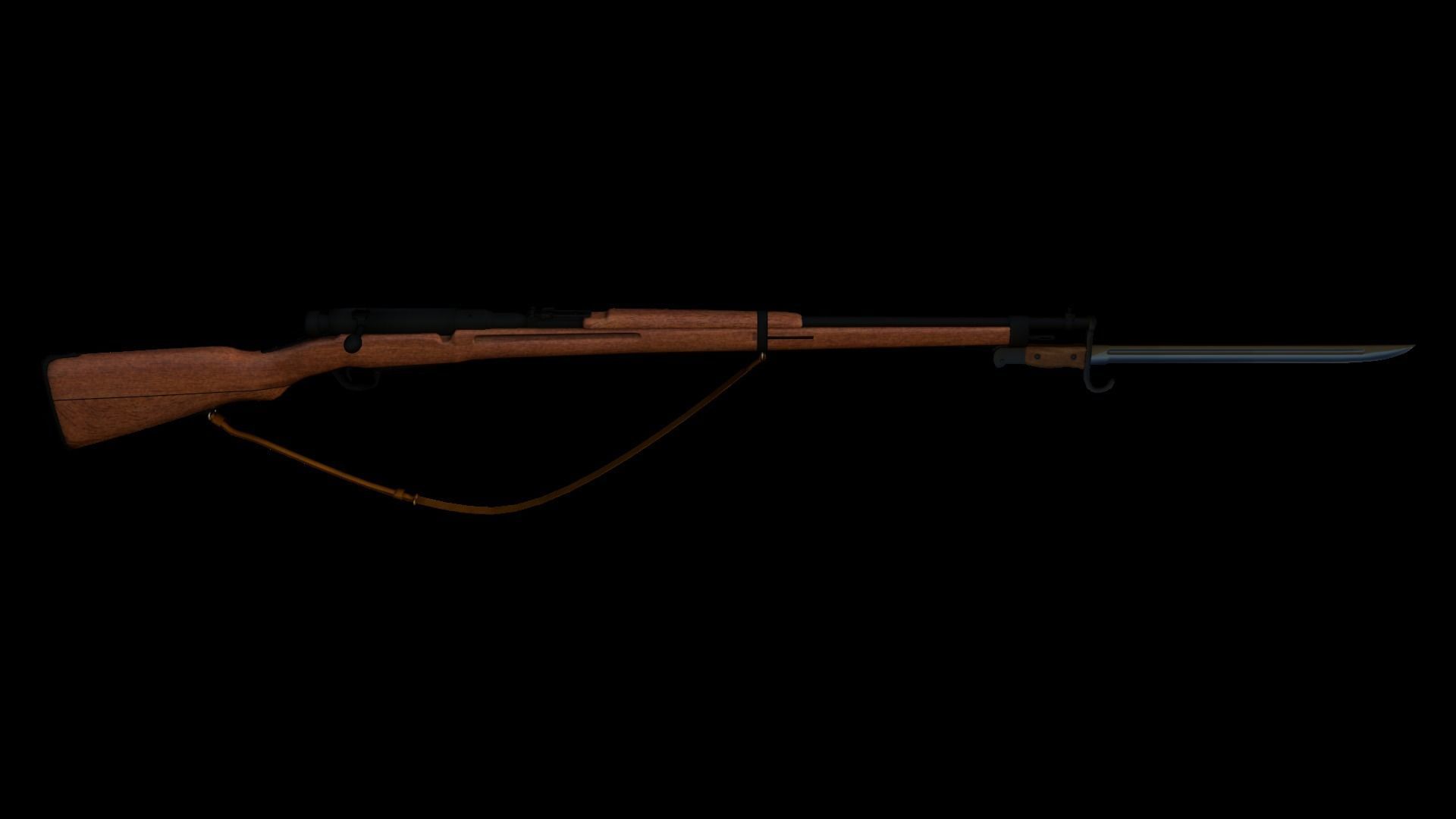 Japanese type38 rifle Low-poly 3D model_11