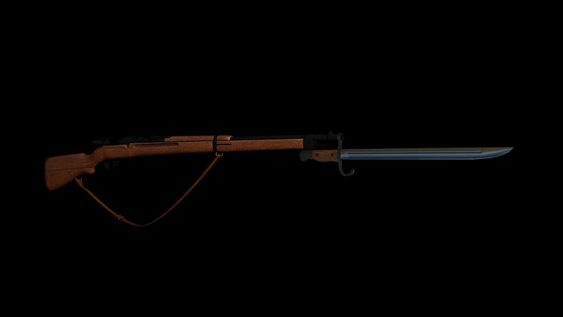 Japanese type38 rifle Low-poly 3D model_7