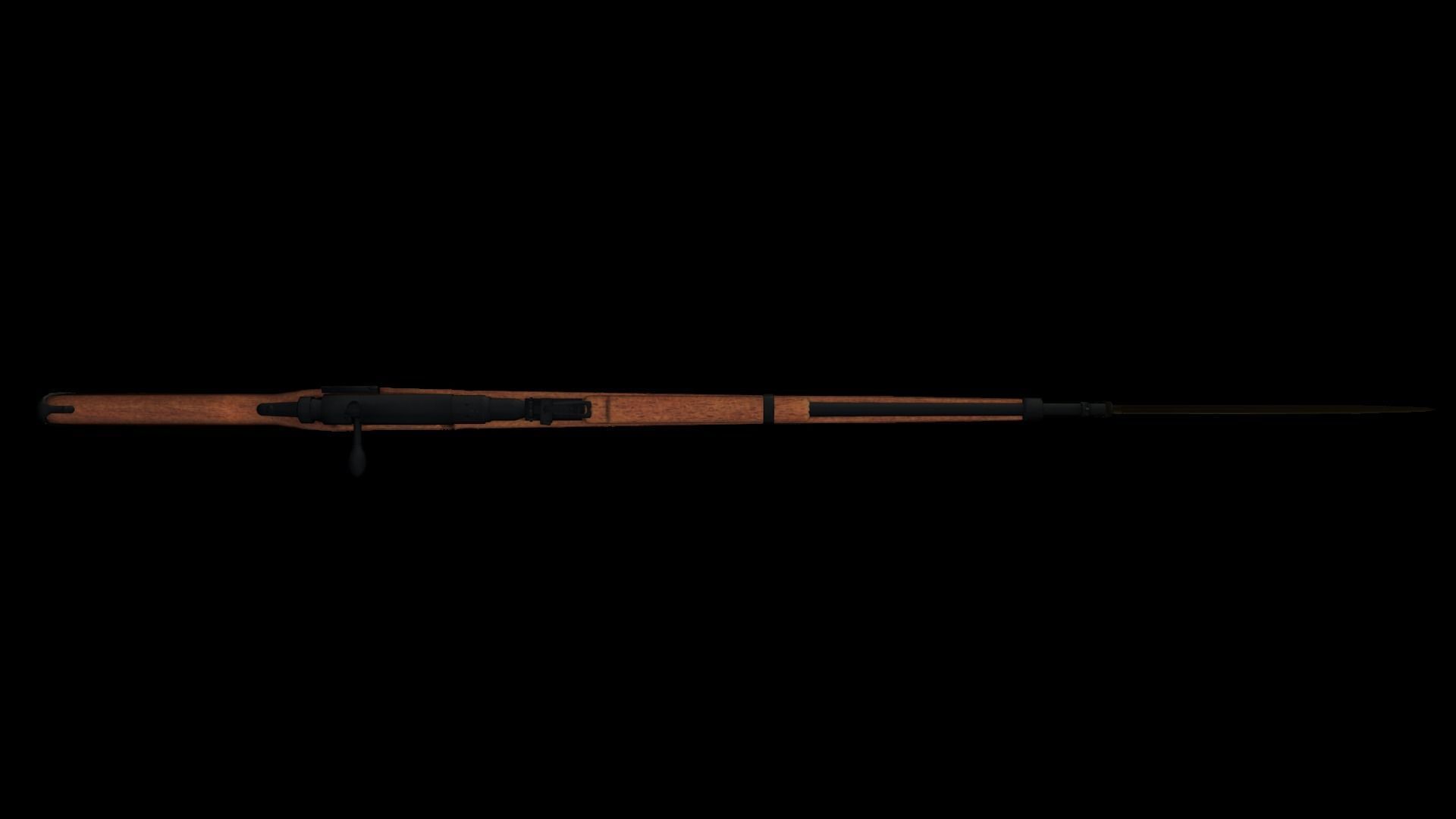 Japanese type38 rifle Low-poly 3D model_3