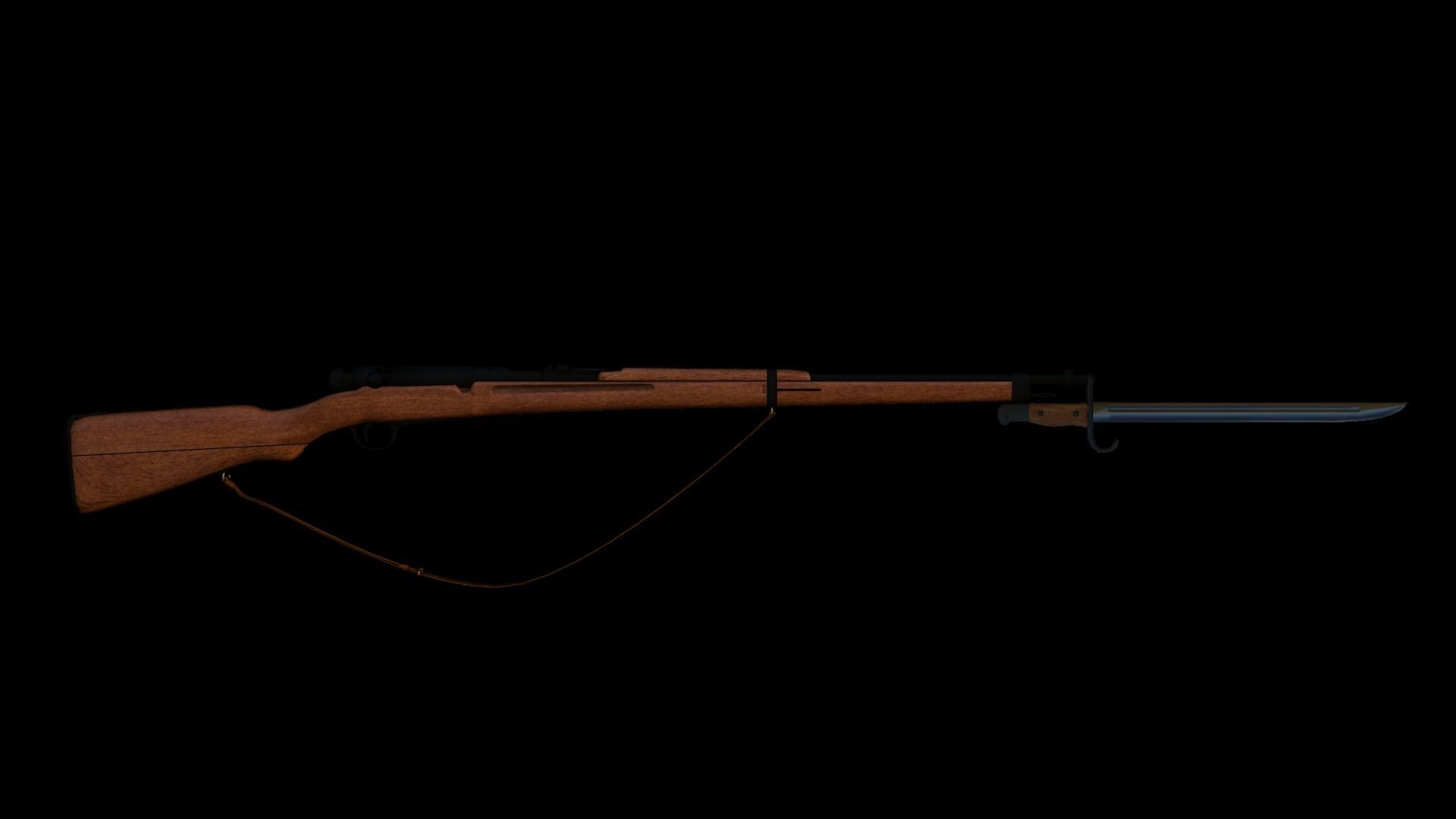 Japanese type38 rifle Low-poly 3D model_1
