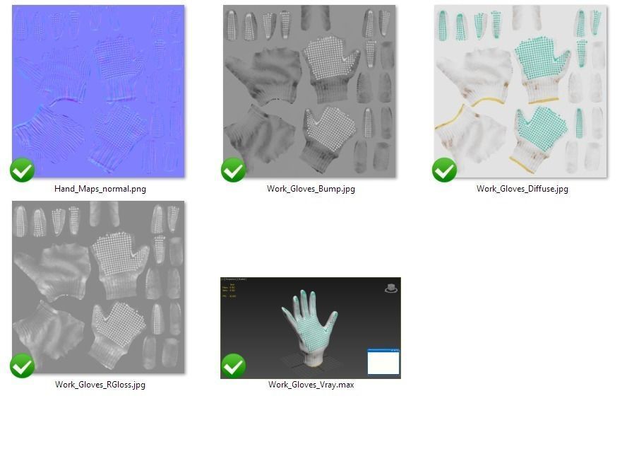 Work Gloves 3D model 3D model_16