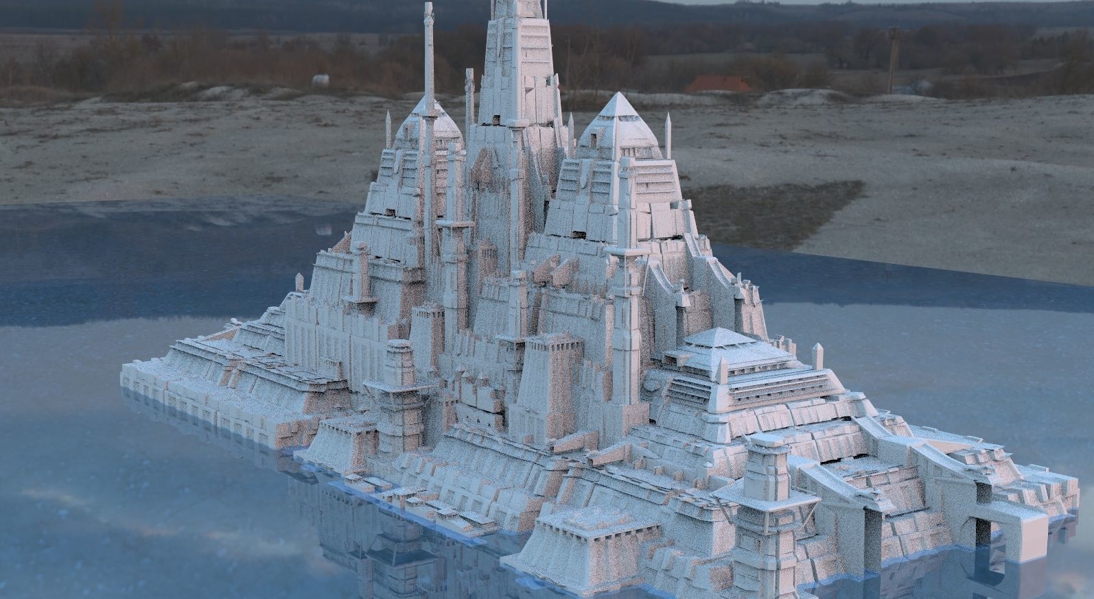 Egyptian Pyramid temple structure  2 3D model_3