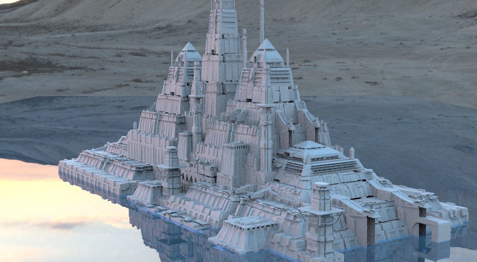 Egyptian Pyramid temple structure  2 3D model_2