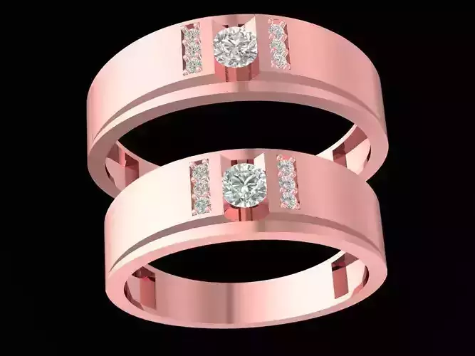 Modern Couple Rings with Diamonds for Men and Women 2516