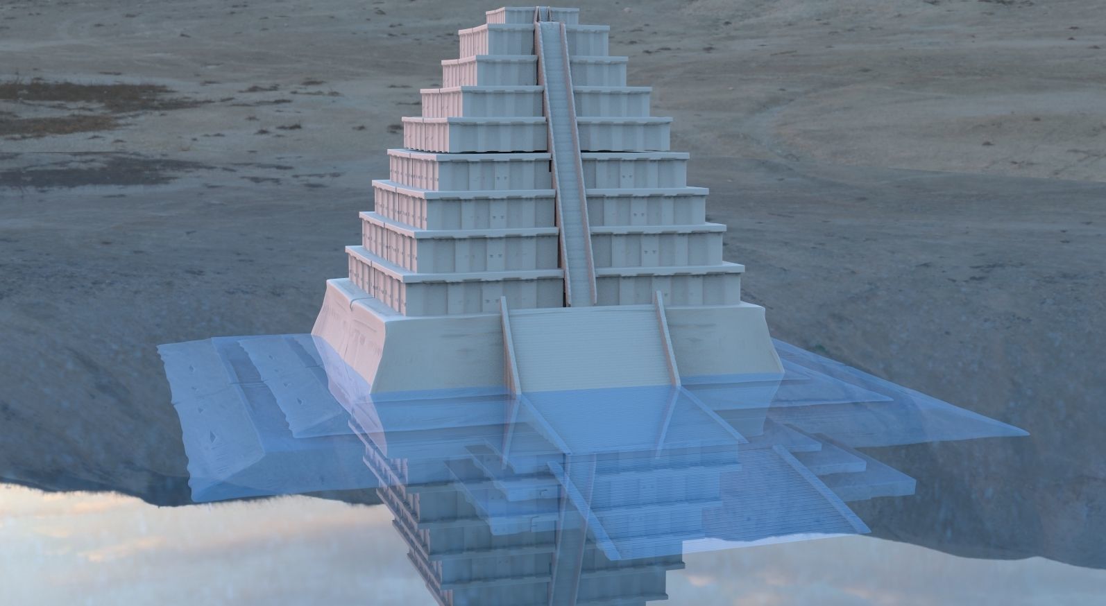Egyptian Pyramid tall 3D model_2
