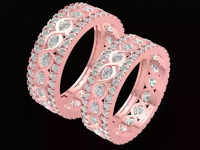 Wide Eternity Diamond Gold Ring Jewelry 2517