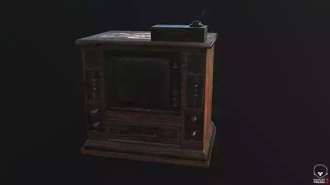 Old TV  and Tape Game Ready Low Poly 3D Model 