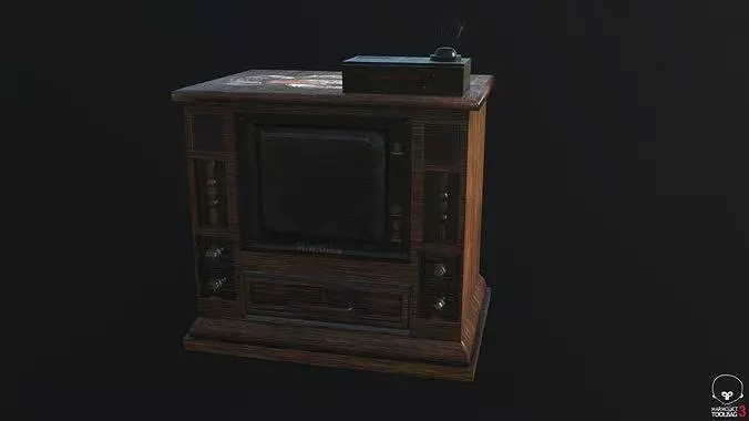 Old TV and Tape Game Ready Low Poly 3D Model Low-poly 3D model_0