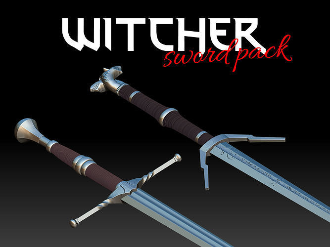Witcher Sword pack Steel and silver 3D print model