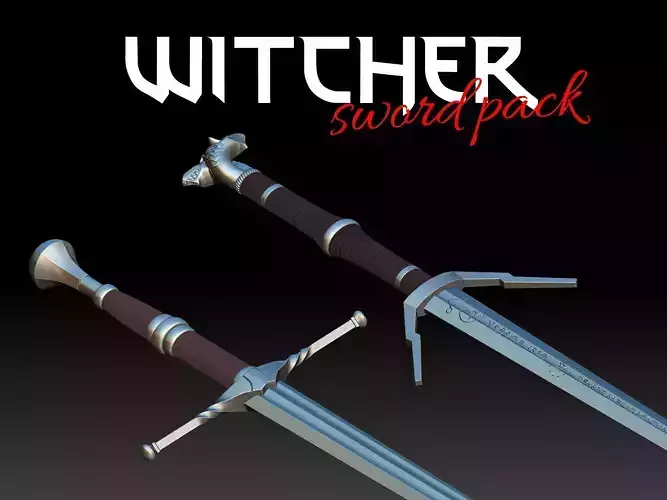 Witcher Sword pack Steel and silver 3D print model