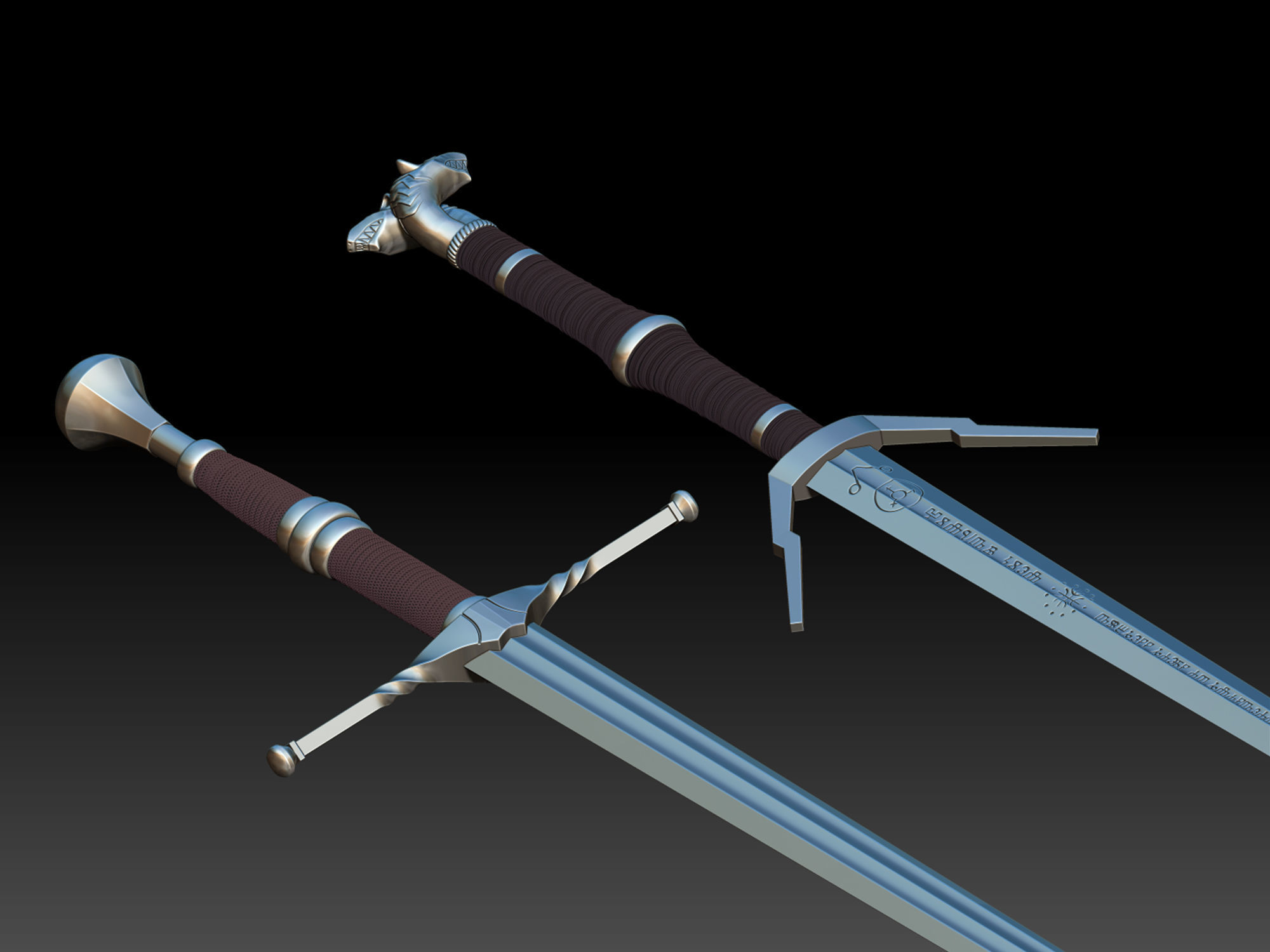 Witcher Sword pack Steel and silver 3D print model_17