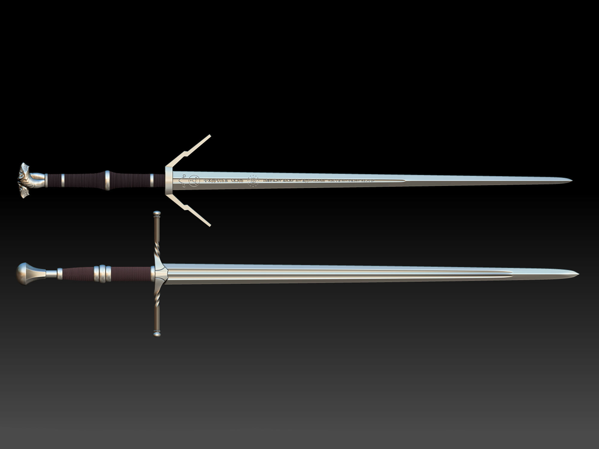 Witcher Sword pack Steel and silver 3D print model_1