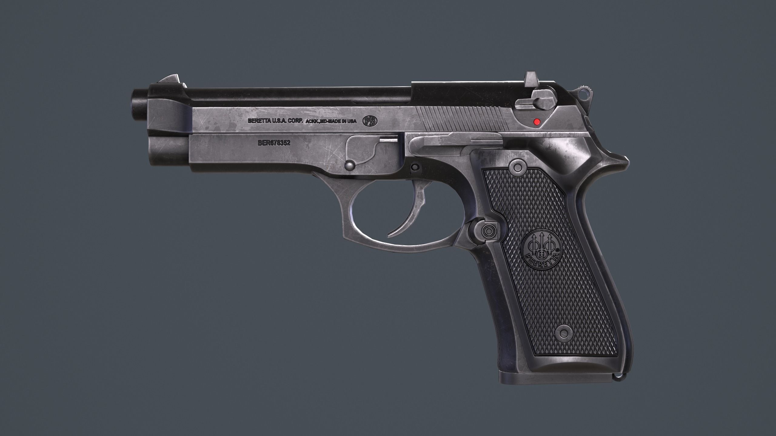 Beretta 92FS Low-poly 3D model_1