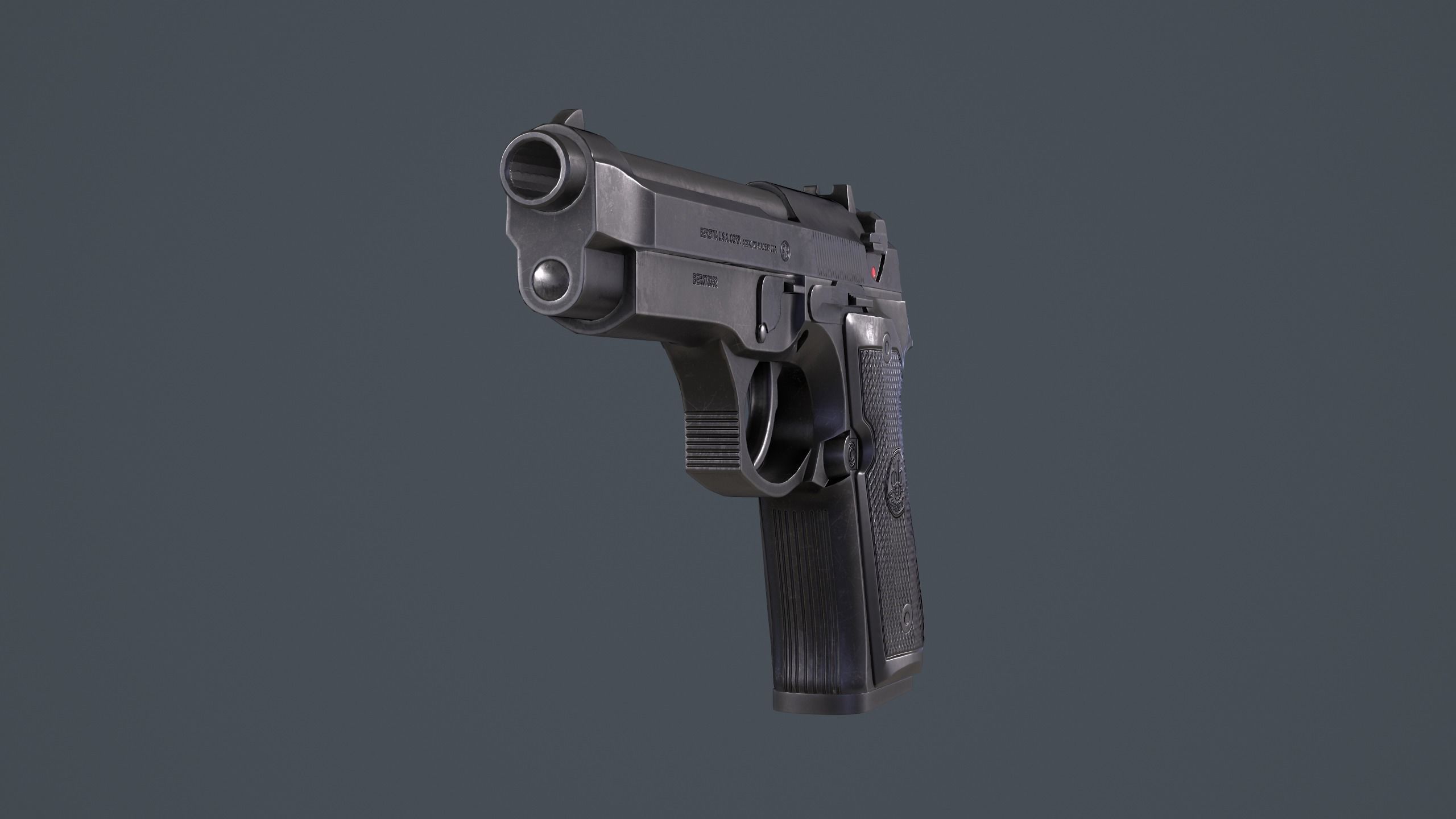 Beretta 92FS Low-poly 3D model_4