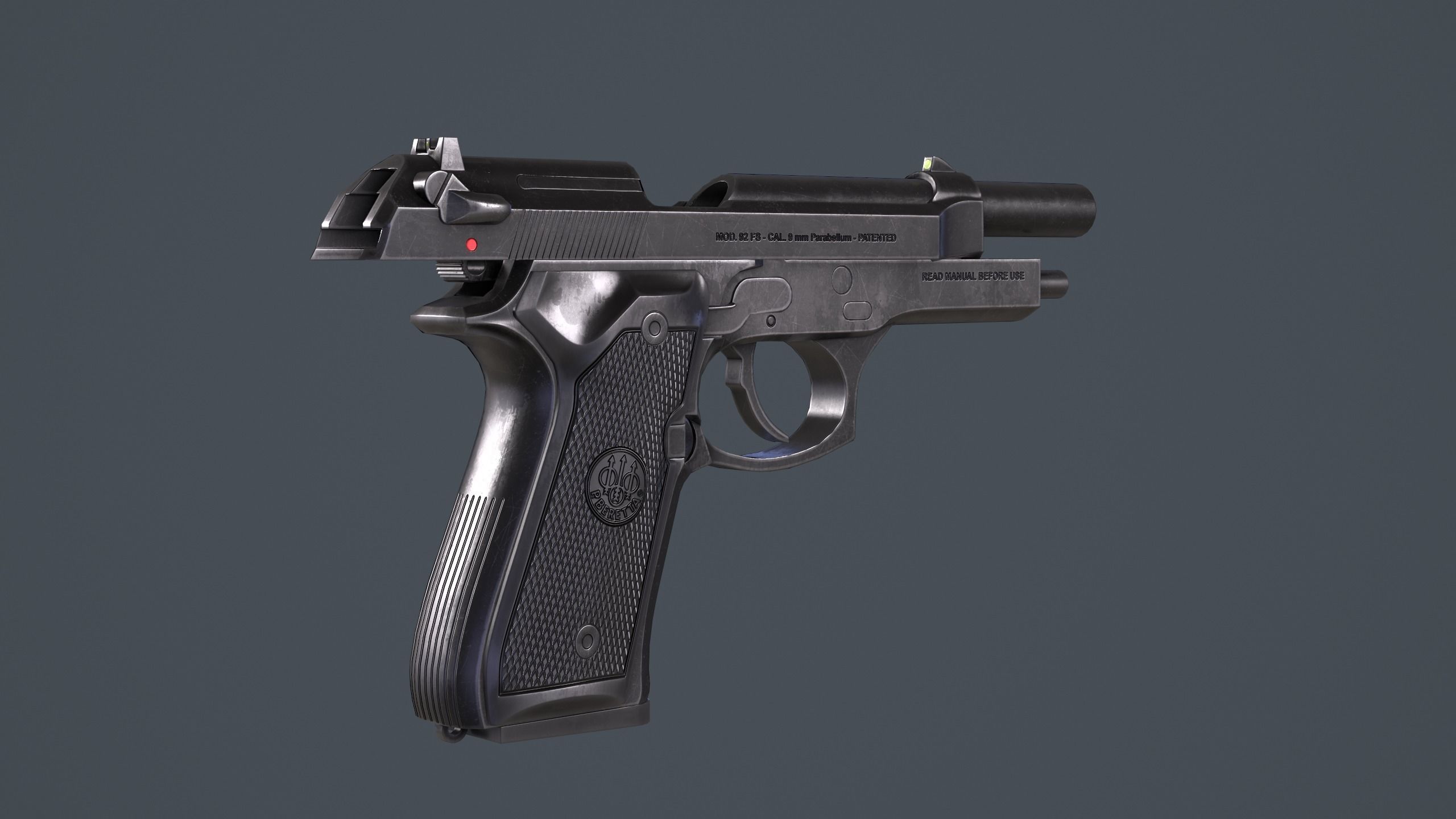 Beretta 92FS Low-poly 3D model_18