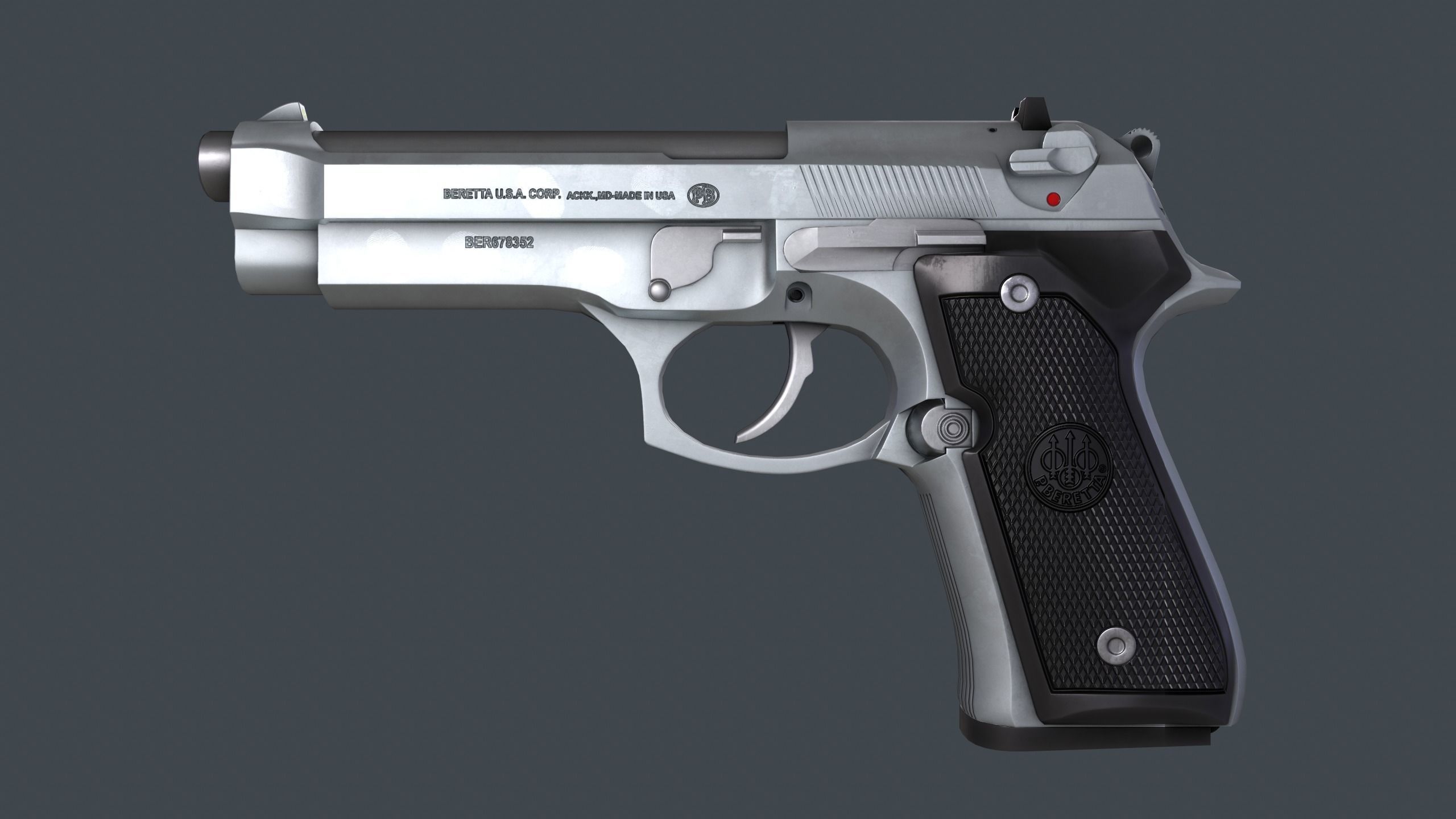 Beretta 92FS Low-poly 3D model_29