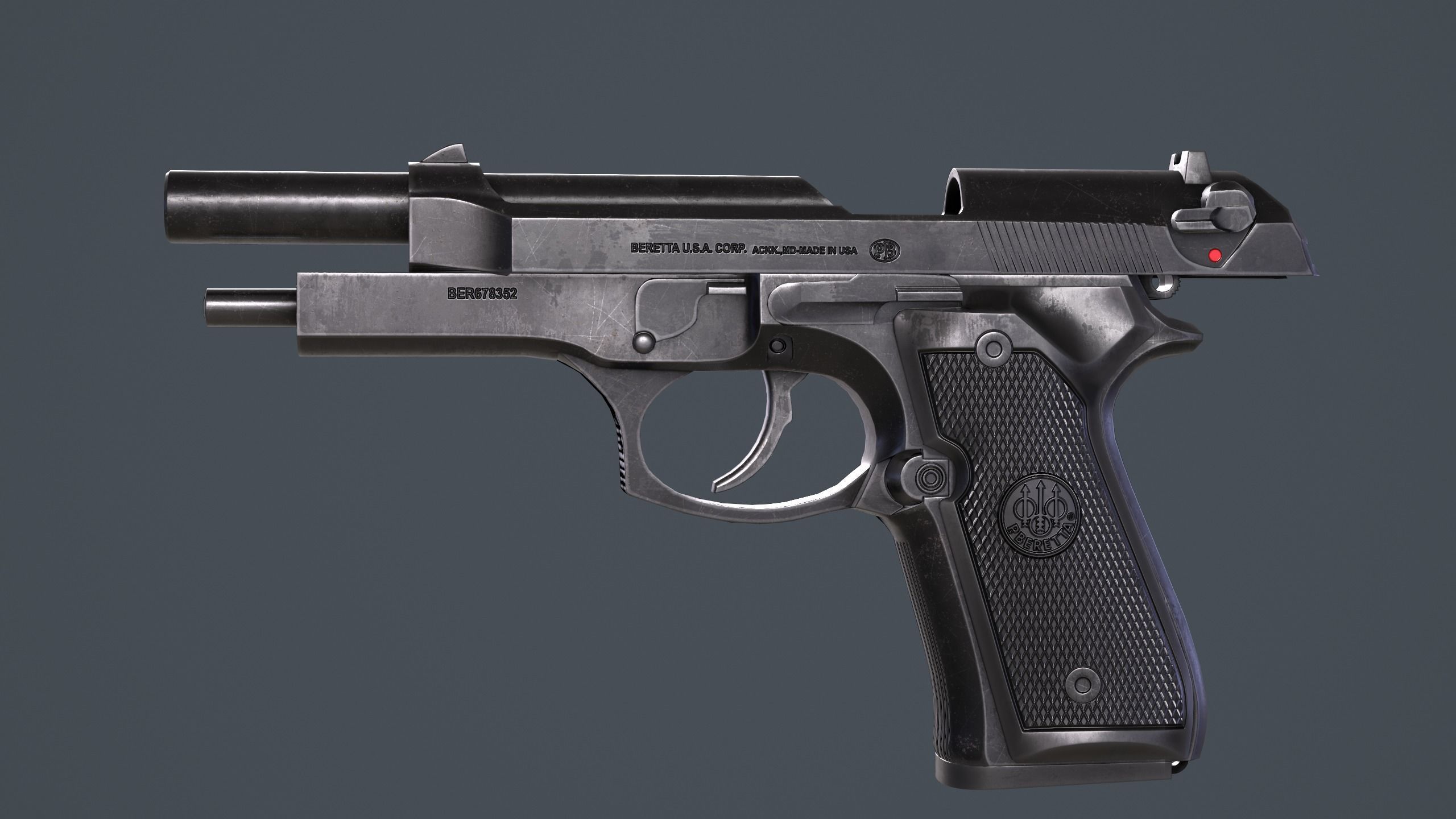 Beretta 92FS Low-poly 3D model_17
