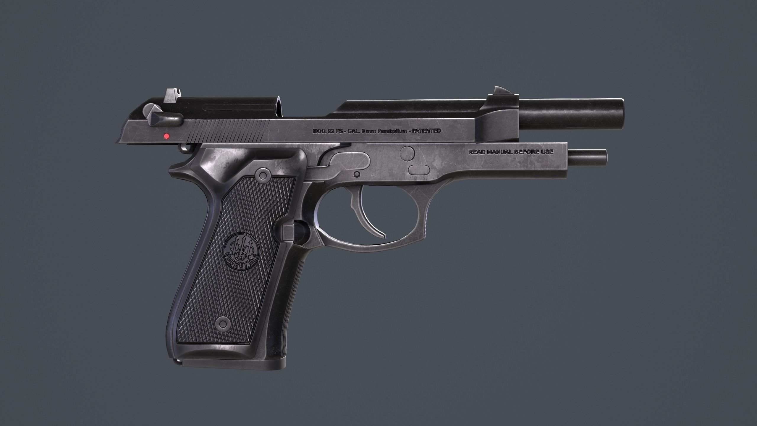 Beretta 92FS Low-poly 3D model_13