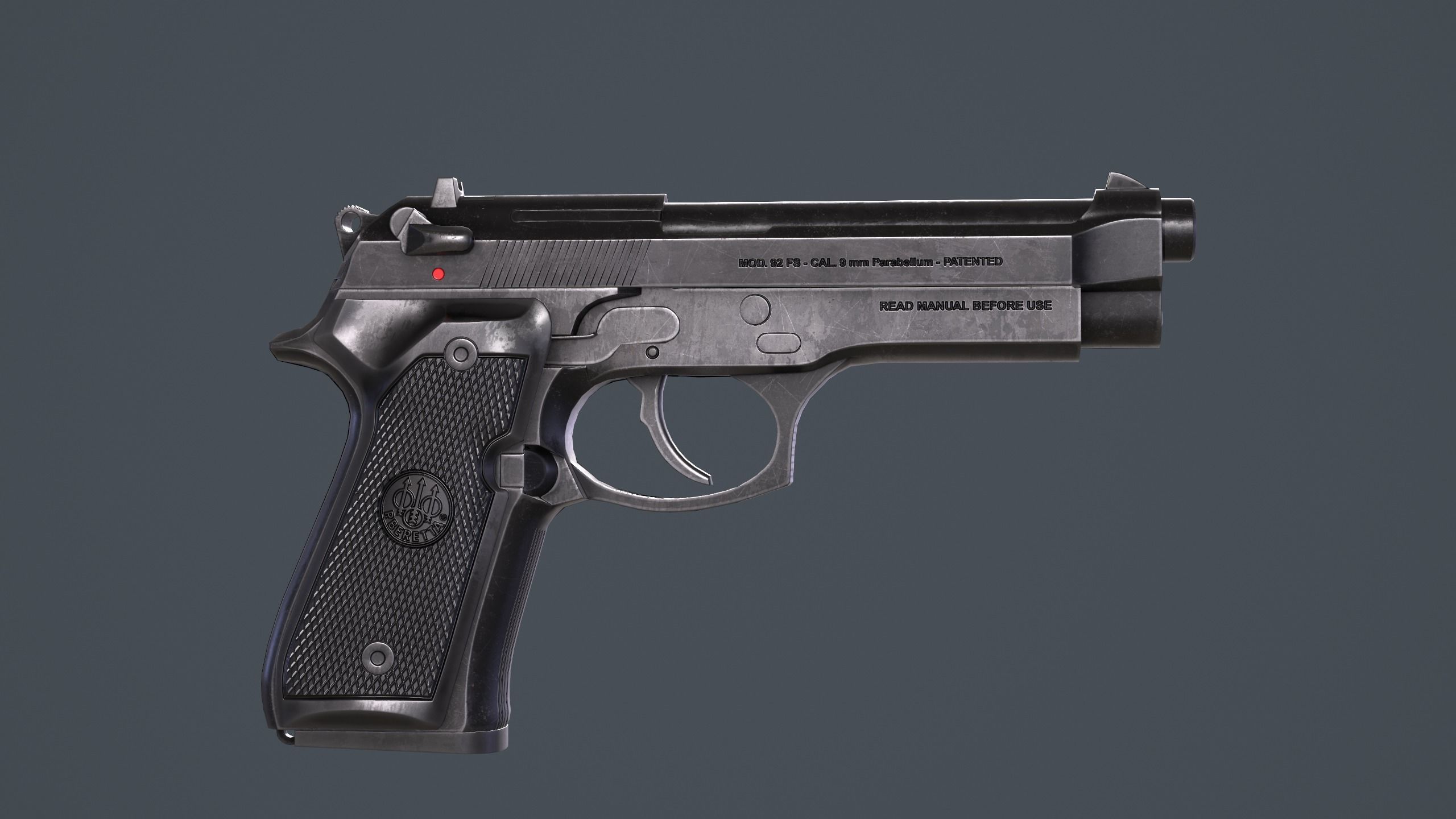 Beretta 92FS Low-poly 3D model_3