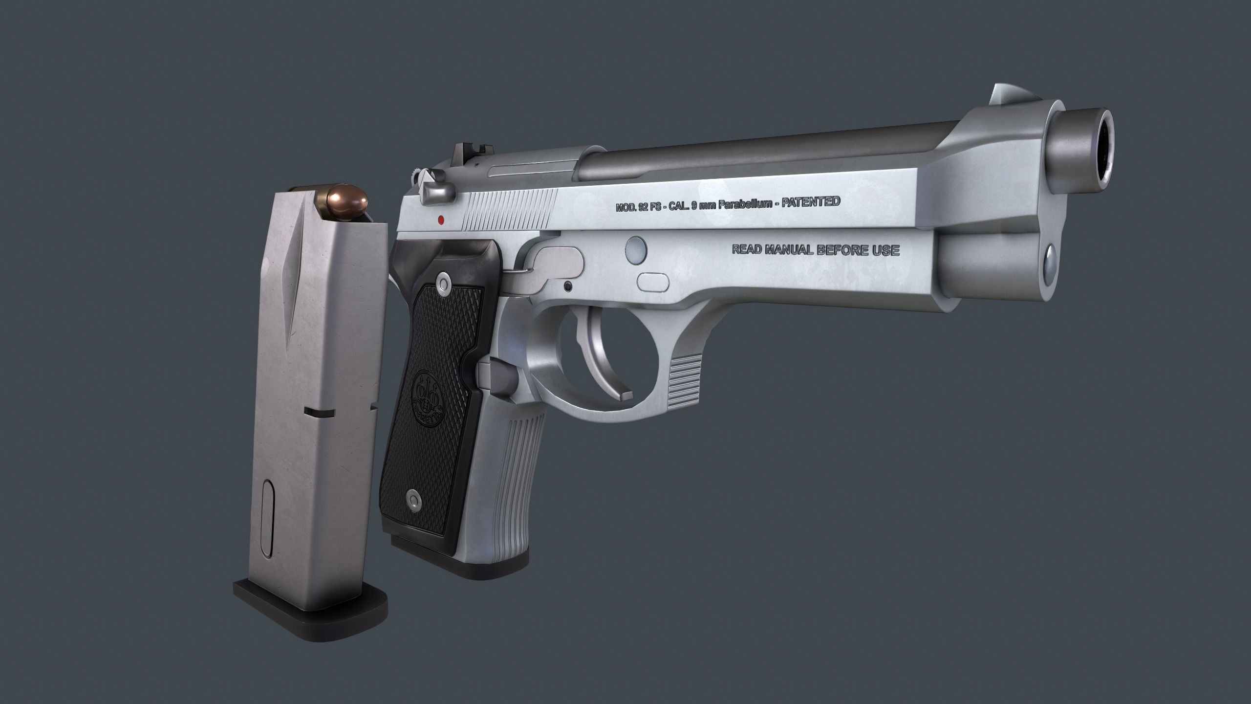 Beretta 92FS Low-poly 3D model_30