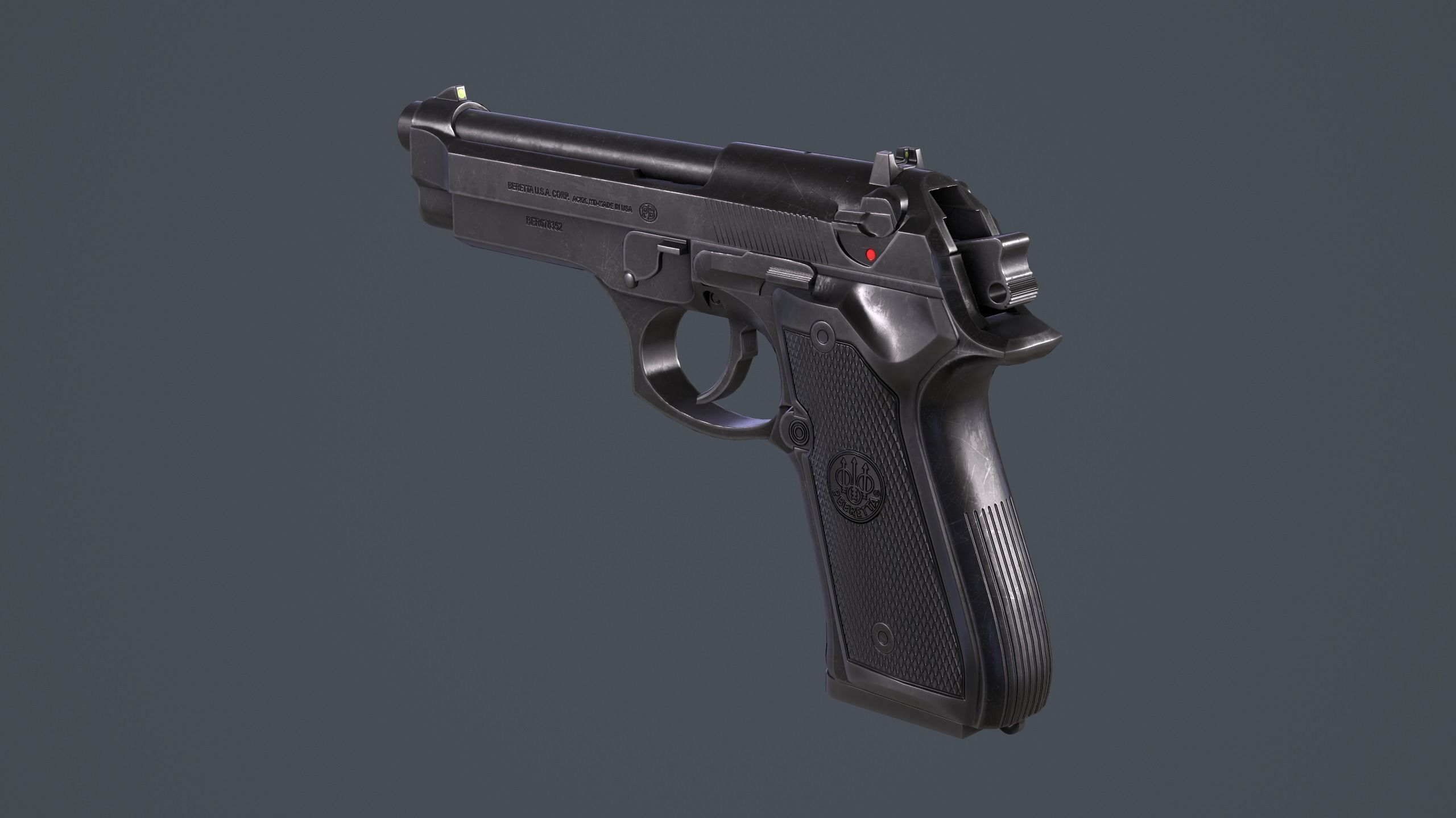 Beretta 92FS Low-poly 3D model_21