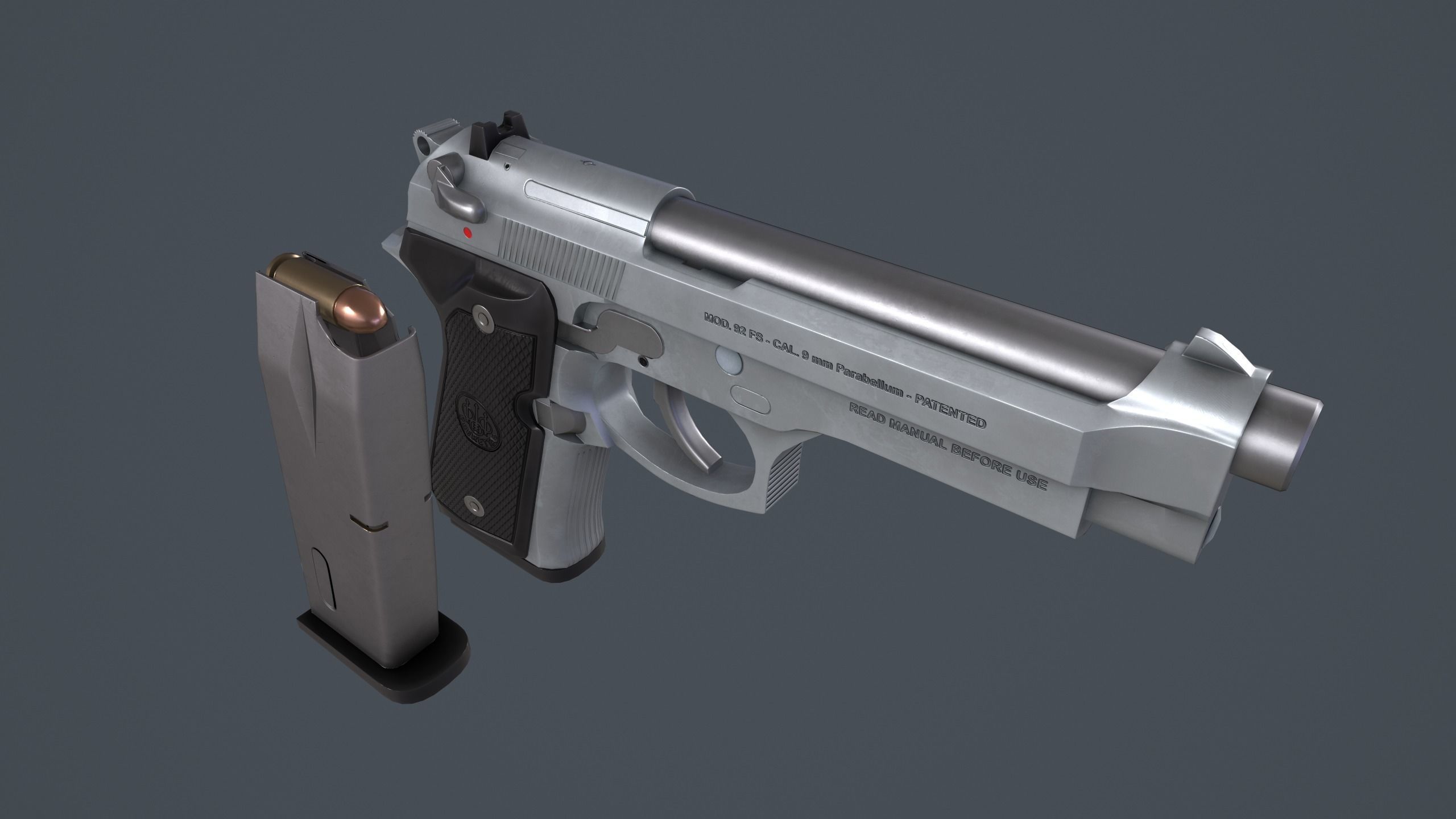 Beretta 92FS Low-poly 3D model_36