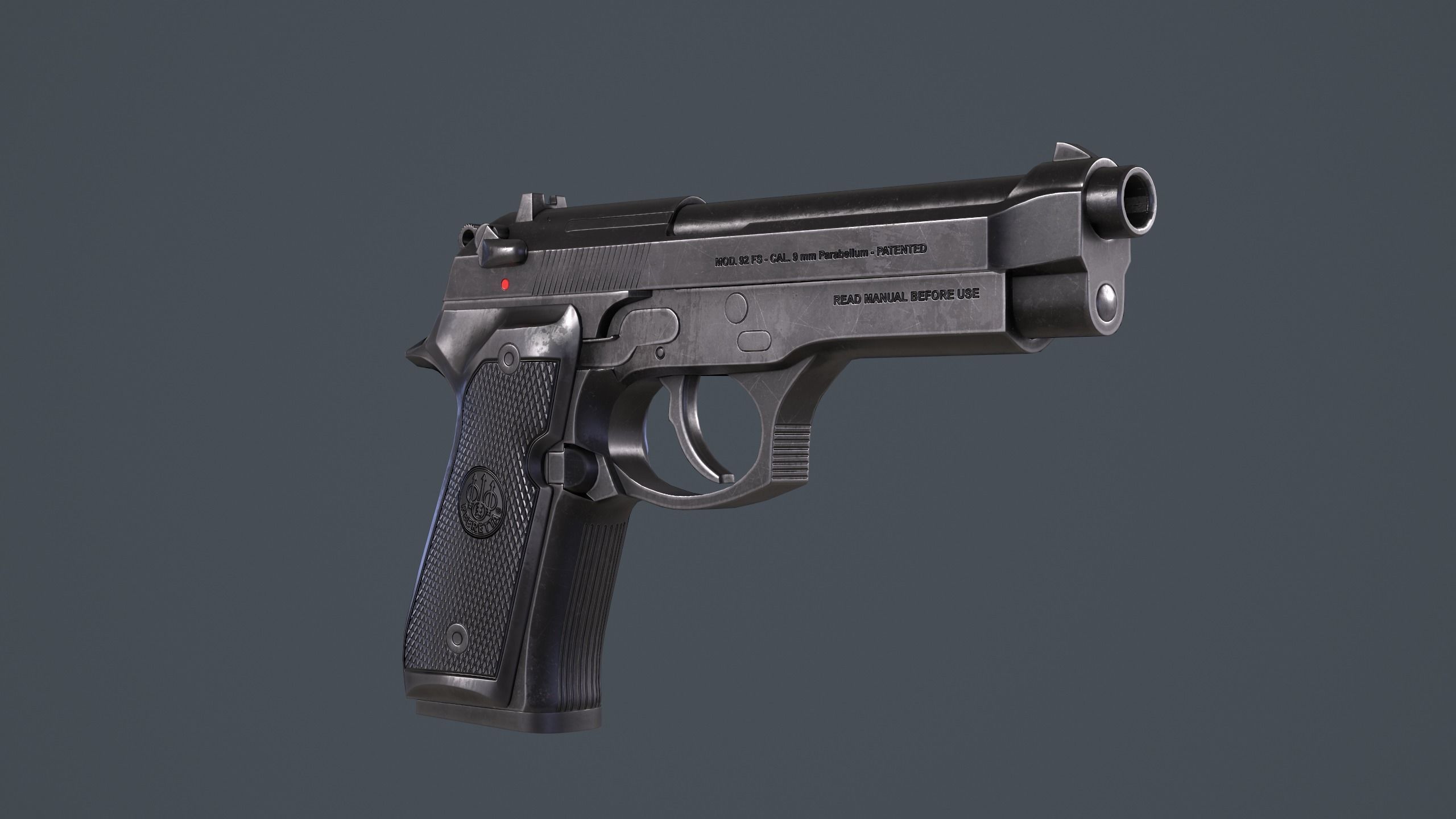Beretta 92FS Low-poly 3D model_7
