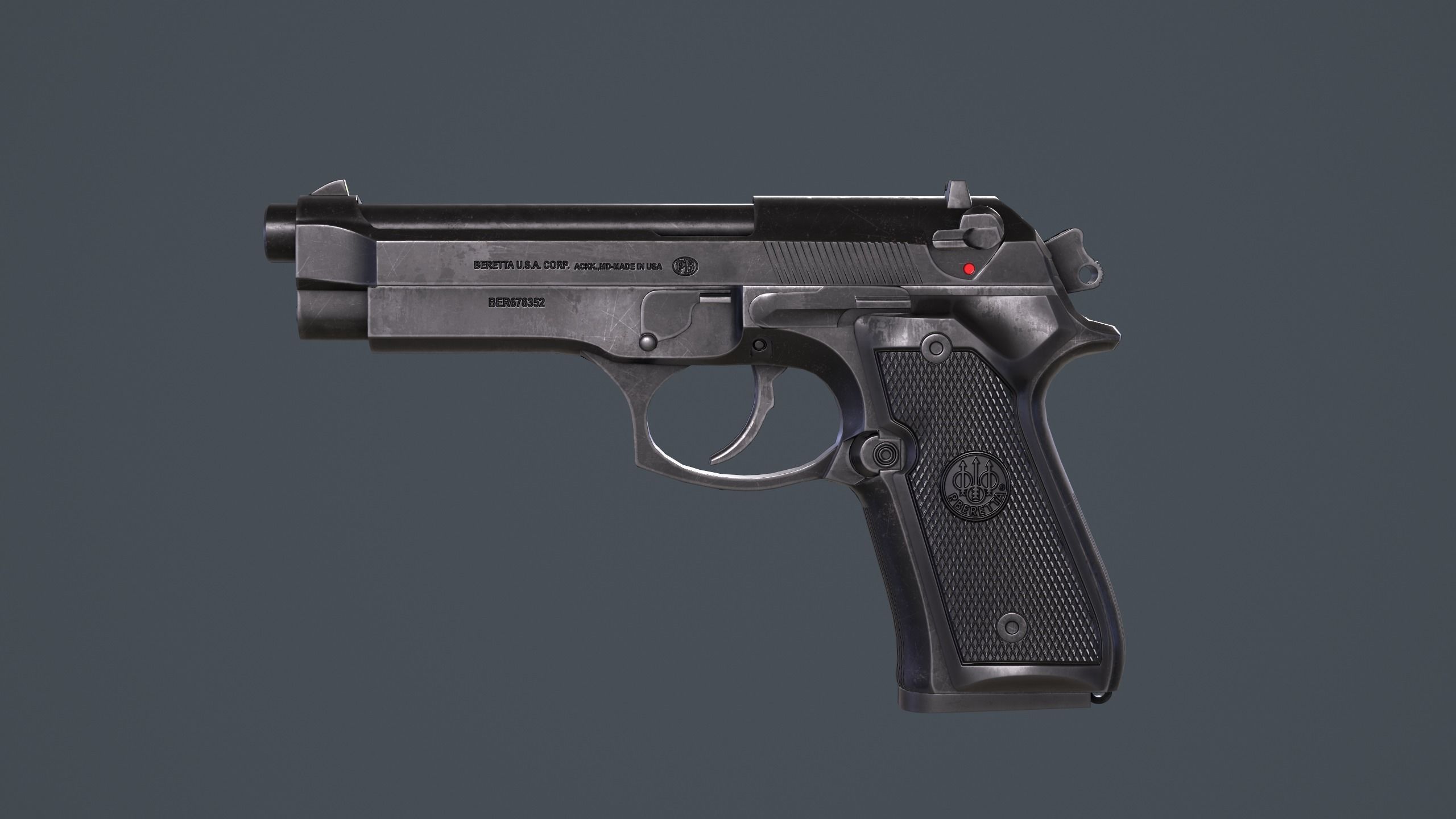 Beretta 92FS Low-poly 3D model_23
