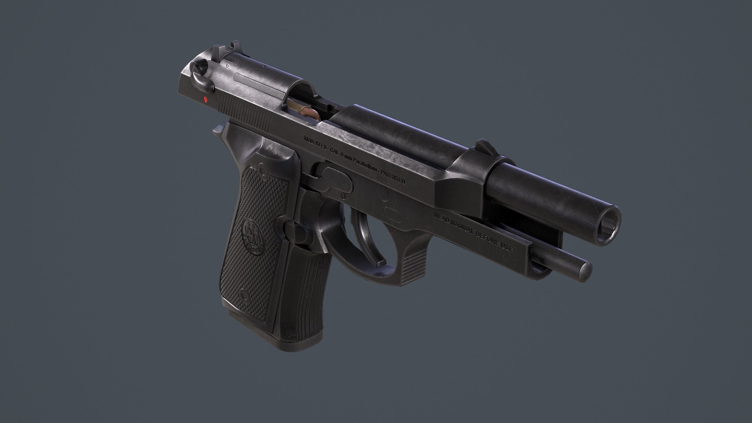 Beretta 92FS Low-poly 3D model_19