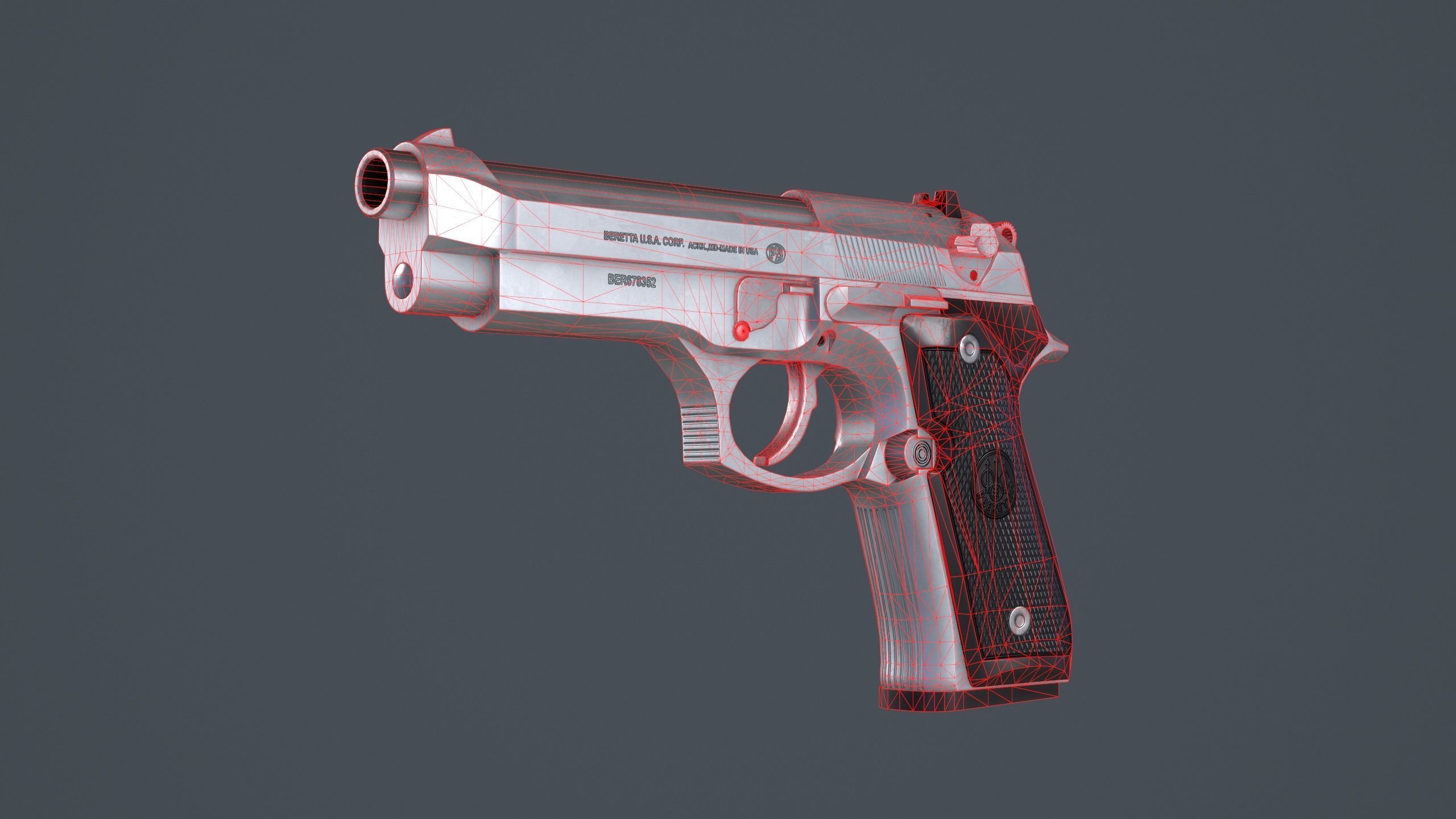 Beretta 92FS Low-poly 3D model_49